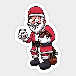 Santa Claus Getting Caught Eating Cookies And Drinking Milk Sticker